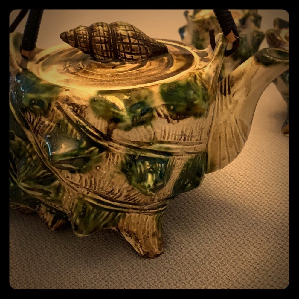 Exquisite Vintage Barbotine sea shells tea set